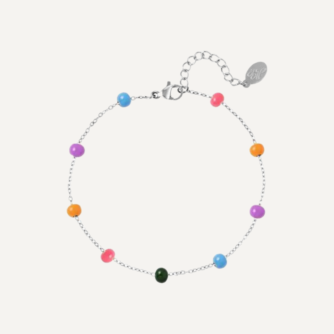 Bracciale Eliana impreziosito da pietre colorate, Realizzato in acciaio inossidabile, Finitura Argento - Trinwel.com